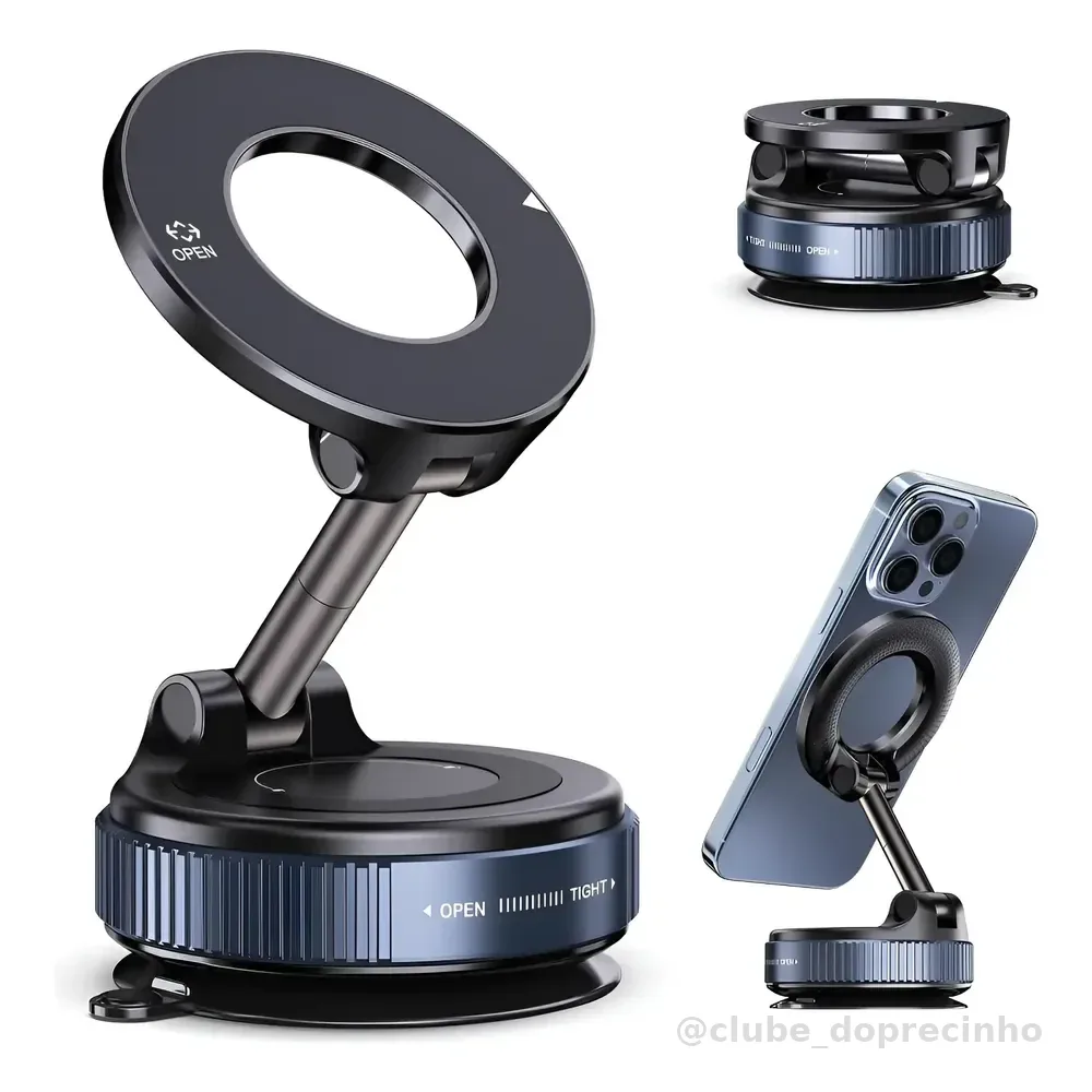 Suporte Celular Carro Magnético Rotativo 360dobrável Ventosa Preto