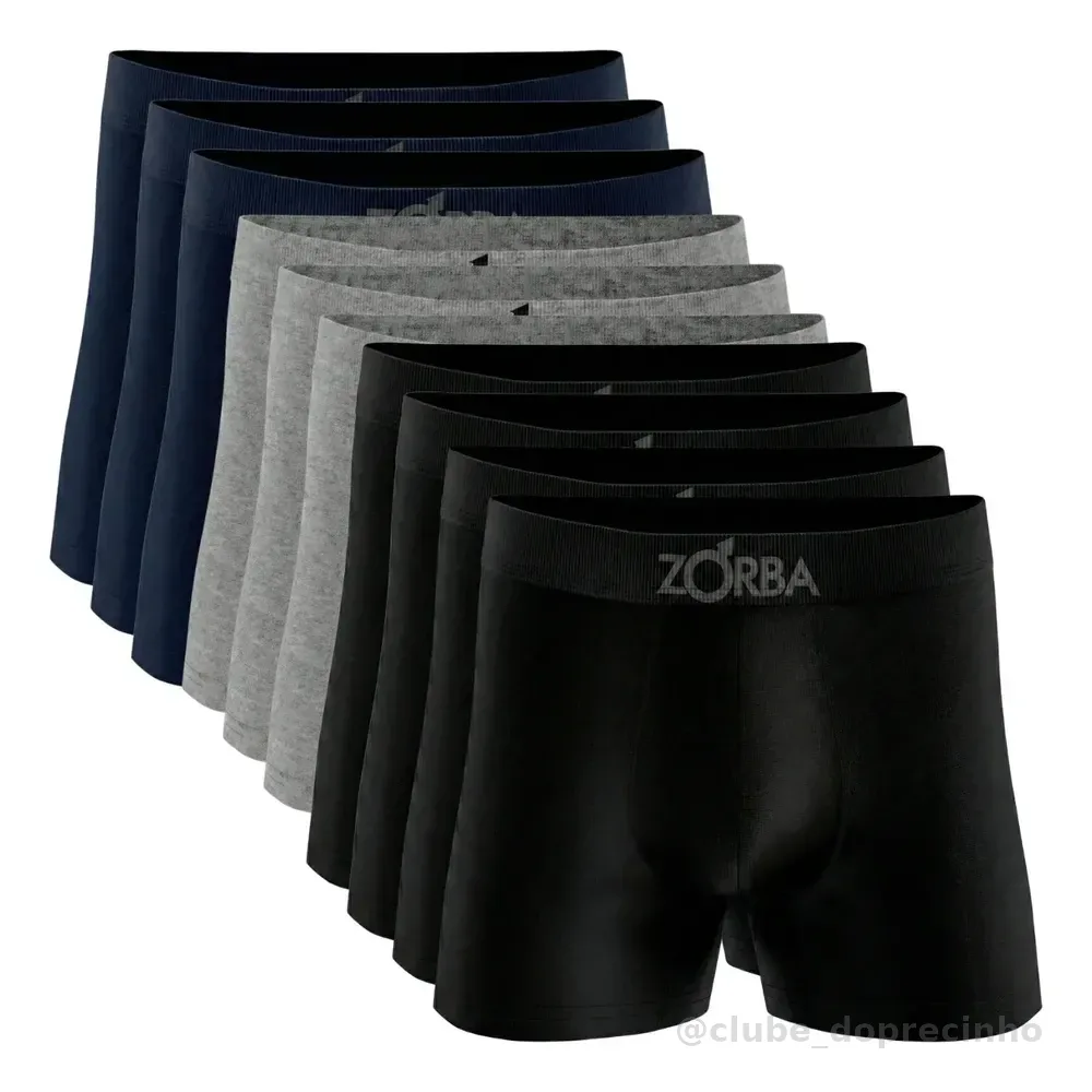 Kit 10 Cuecas Boxer Zorba Box Algodão Sem Costura Original 3 Marinhos - 3 Mesclas - 4 Pretos Confortável Respirável Gg ( 50 - 52 ) Cueca Box Cueca Algodão Cueca Sem Costura