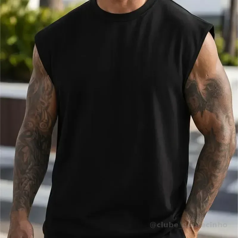 Regata Oversized Masculino Tamanho Grande Básica Lisa Preto P
