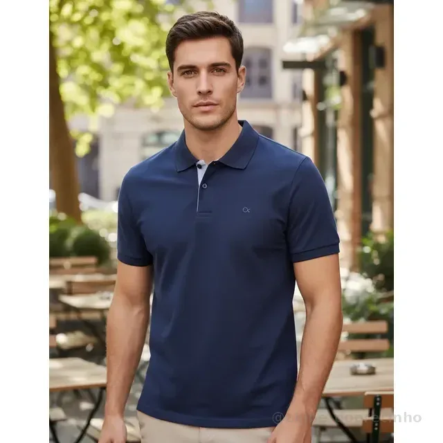 Camisa Masculina Social Gola Polo Ogochi Slim Manga Curta