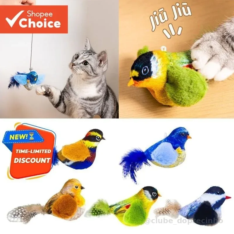 Brinquedo Interativo De Pelúcia Para Gatos E Pássaros , Sons Realistas De Chilrear Internos , Sem Necessidade De Bateria