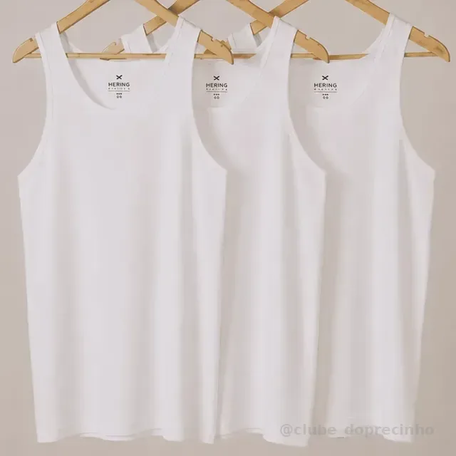 Kit Com 3 Regatas Masculinas Básicas Slim Hering