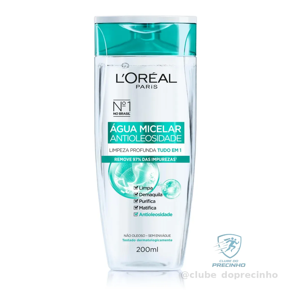 L'Oréal Paris Água Micelar Efeito Matte Solução de Limpeza Facial 5 em 1, 200ml