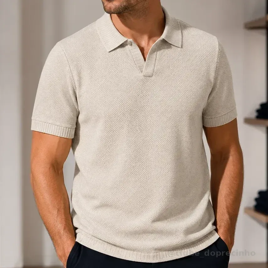 Camisa Polo Hering Masculina Trico Leve Respirável Estilo Cáqui G