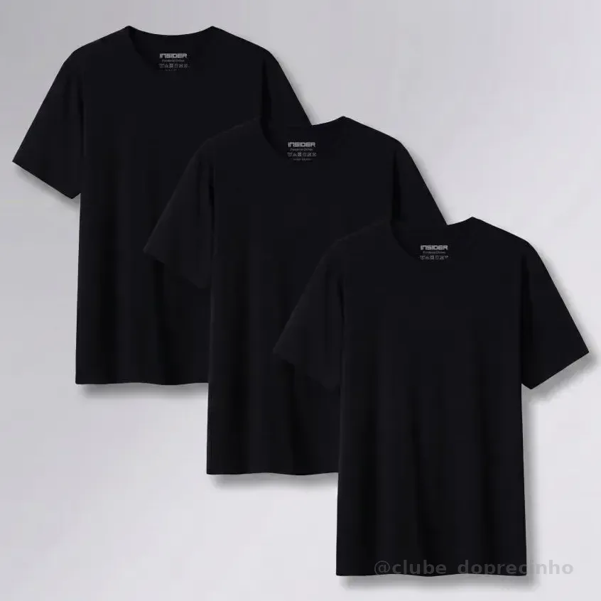 Kit 3 Camisetas  Light T-shirt Insider Preto G