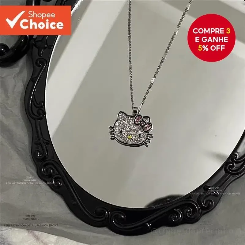 Colar Longo Com Pingente De Gato – Corrente De Clavícula Coreana , Lindo Presente Legal Para Mulheres , Joias Da Moda Y2
