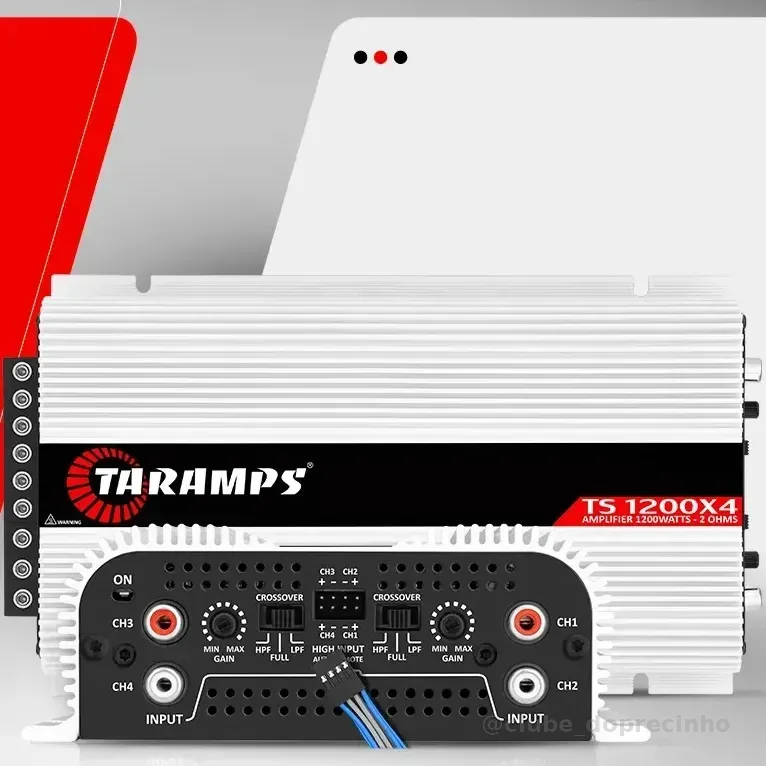 Amplificador Taramps TS 1200X4 1200W de Potência 4 Canais Estéreo para Som Automotivo