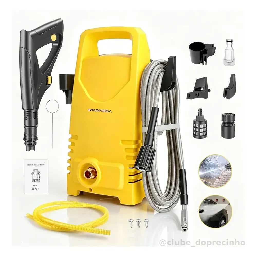 Lavadora De Alta Pressão Compacta 1500psi/libra 1400w 300l/h Amarelo 220v 50 Hz/60 Hz