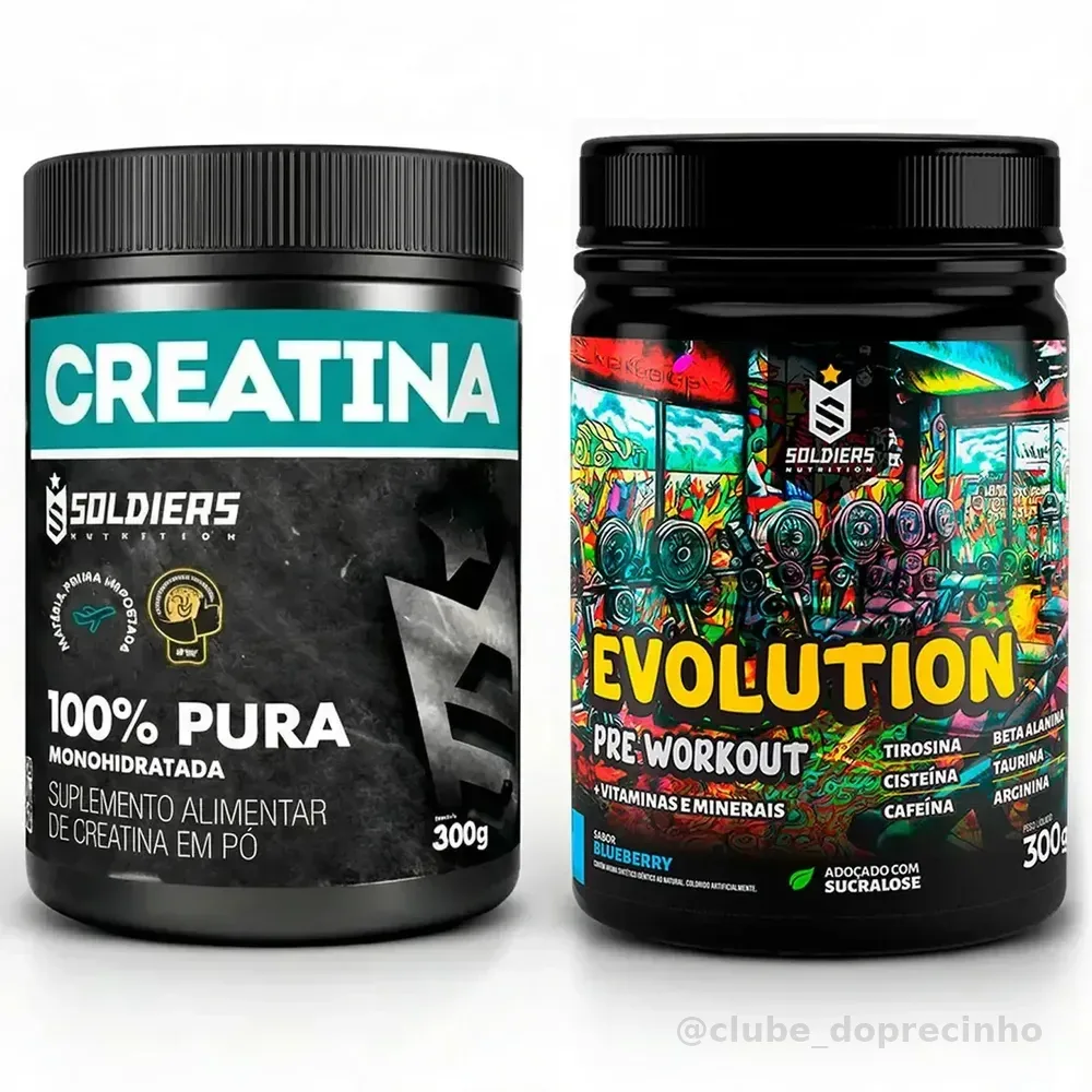 Creatina 300g + Pré-treino Blueberry Evolution 300g - Soldiers Nutrition