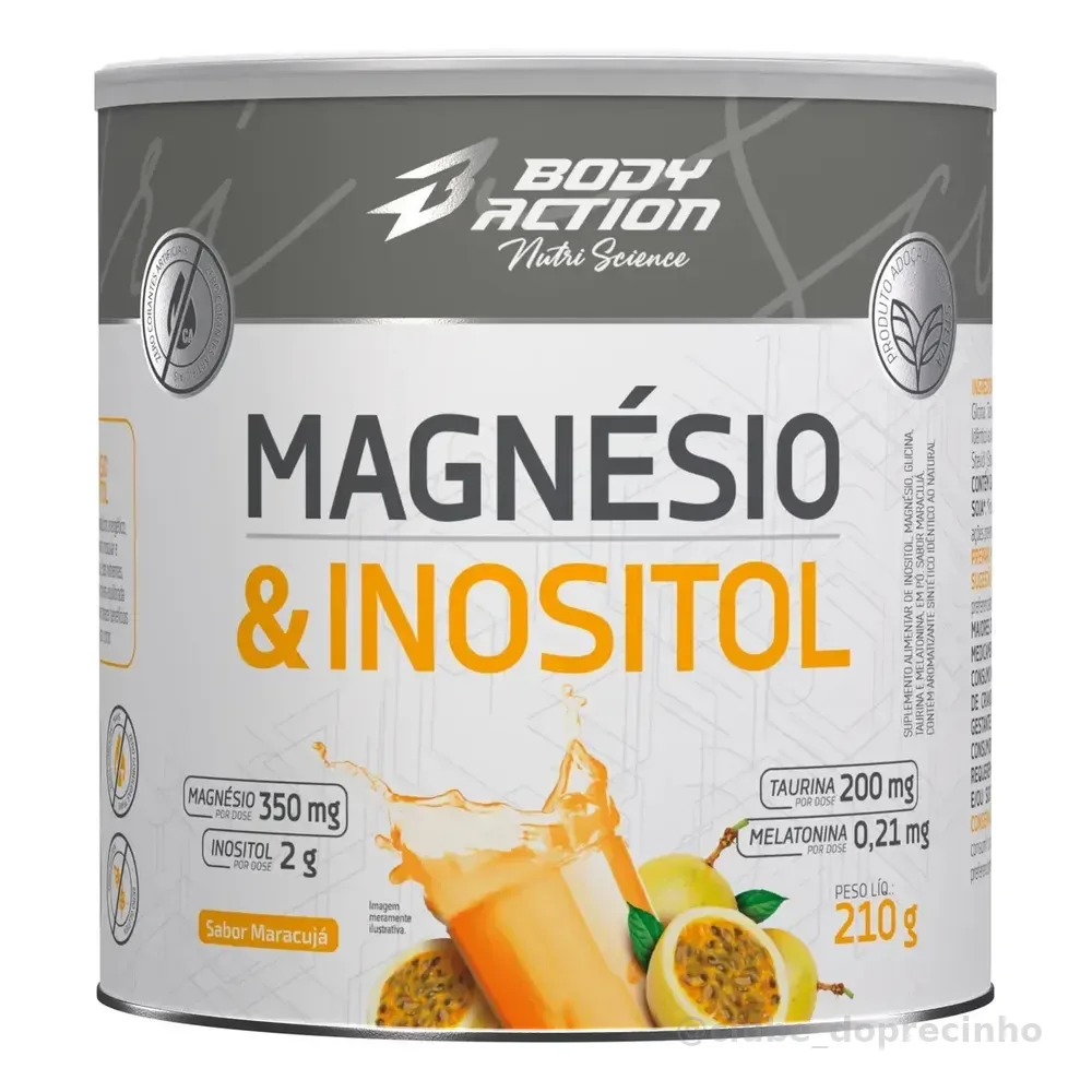 Magnésio E Inositol 210g Bodyaction Sabor Maracujá