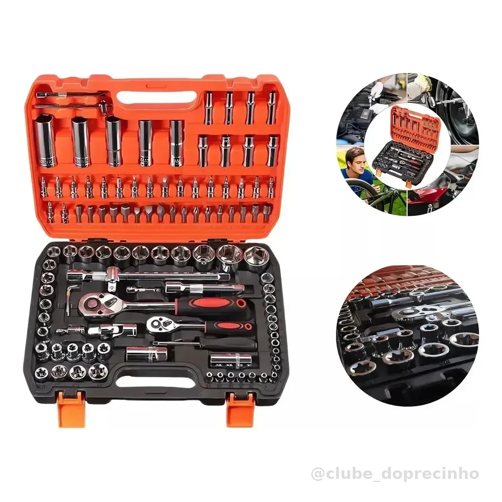 Kit 108 Peças Soquete 1/2aço Crv Profissional rega Prateado