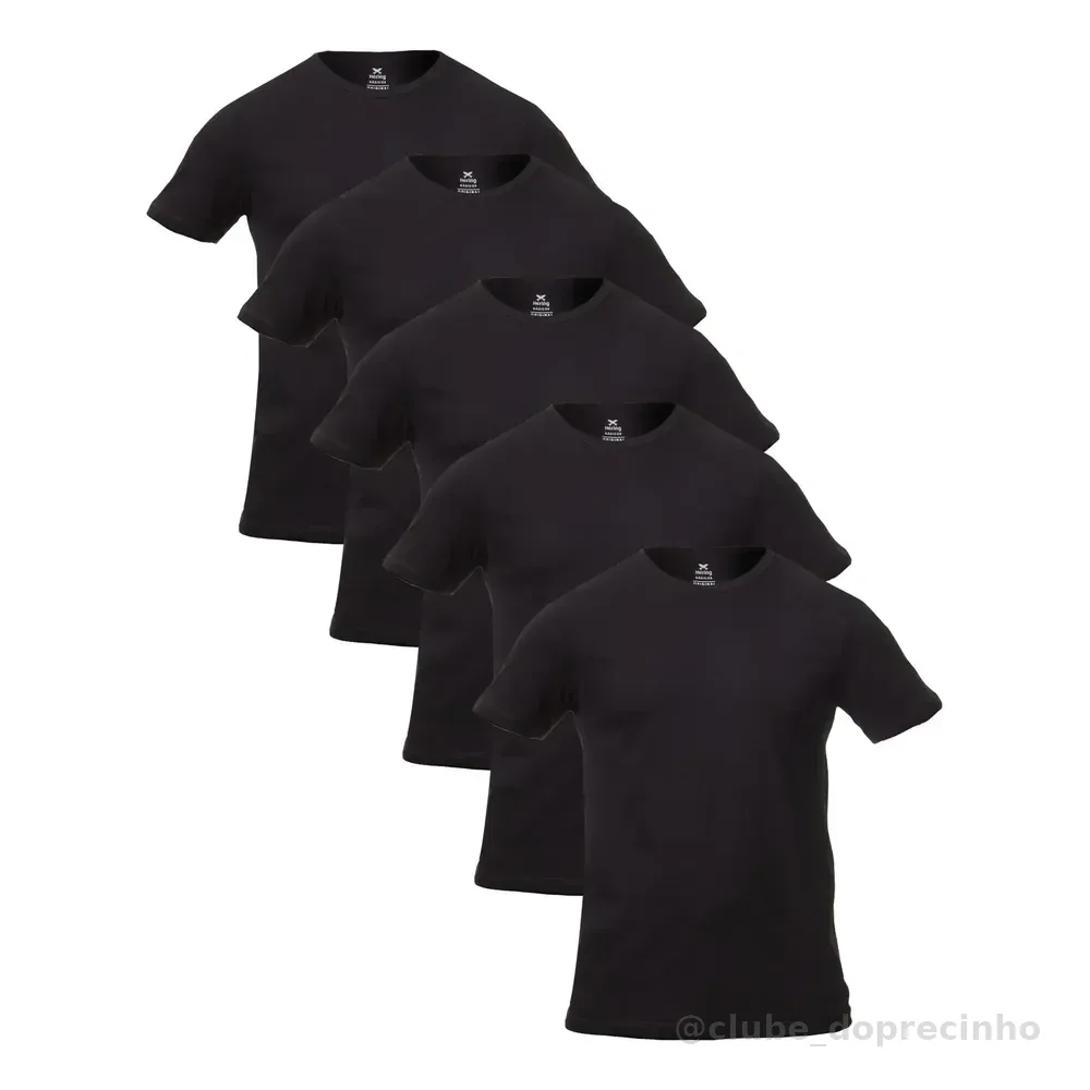 Kit Com 5 Camisetas Masculinas Básicas Slim Hering 4fv31den Preto Lisa Xg