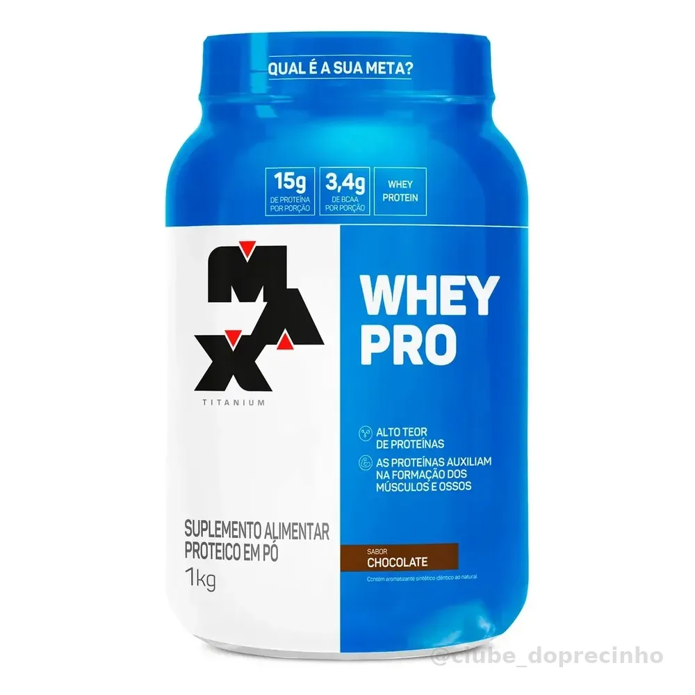 Whey Protein 1kg Whey Pro Max Titanium Sabor Chocolate BCAA e Aminoácidos