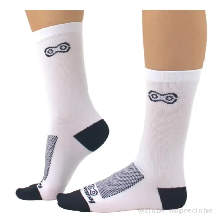 Meia De Ciclismo Corrida Poliamida Márcio May Sports Basic Branco Único