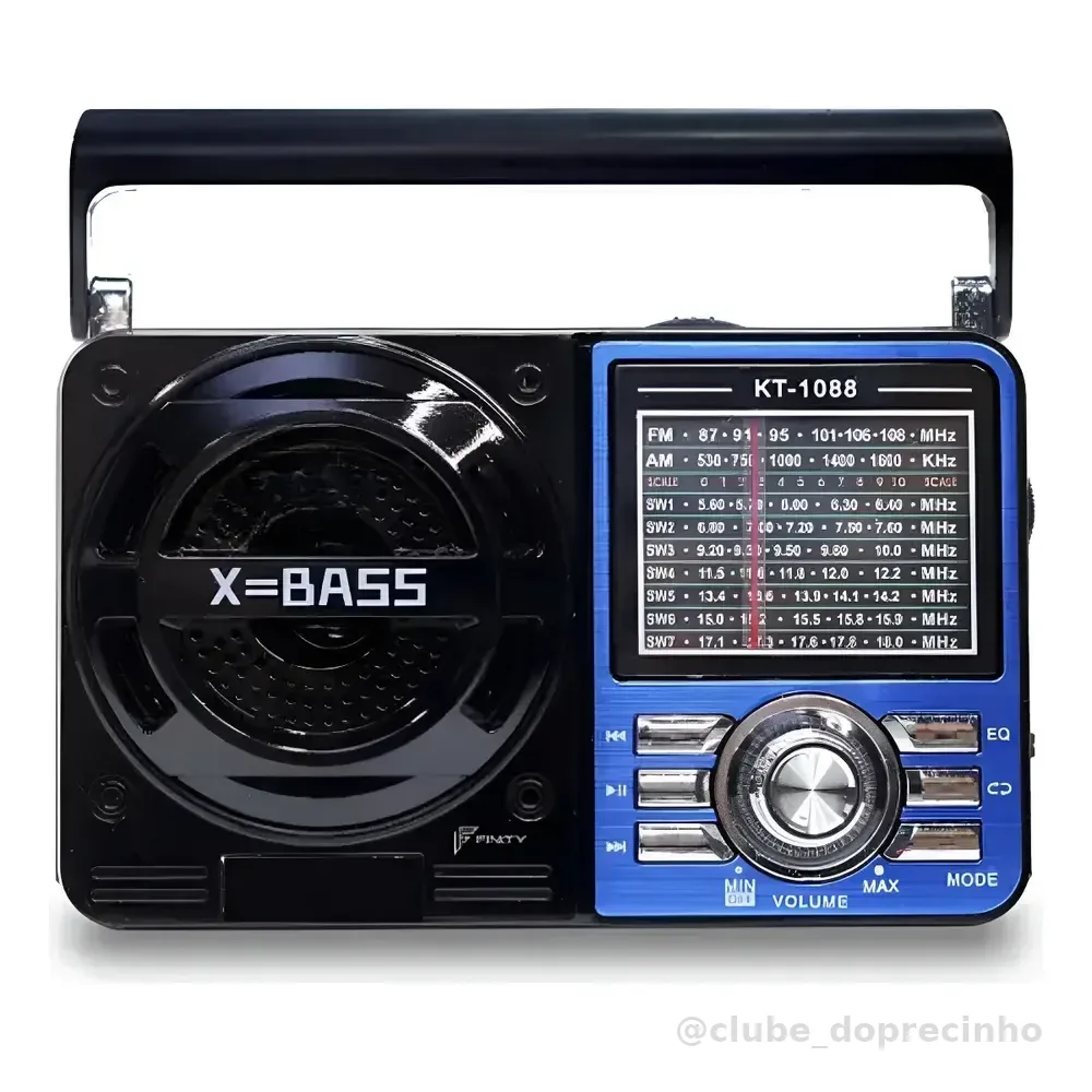 Rádio Am Fm Retrô Antigo Bluetooth Recarregável Bivolt Azul
