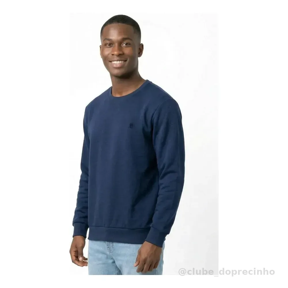 Moletom Masculino Gola Careca Polo Wear M Azul-escuro