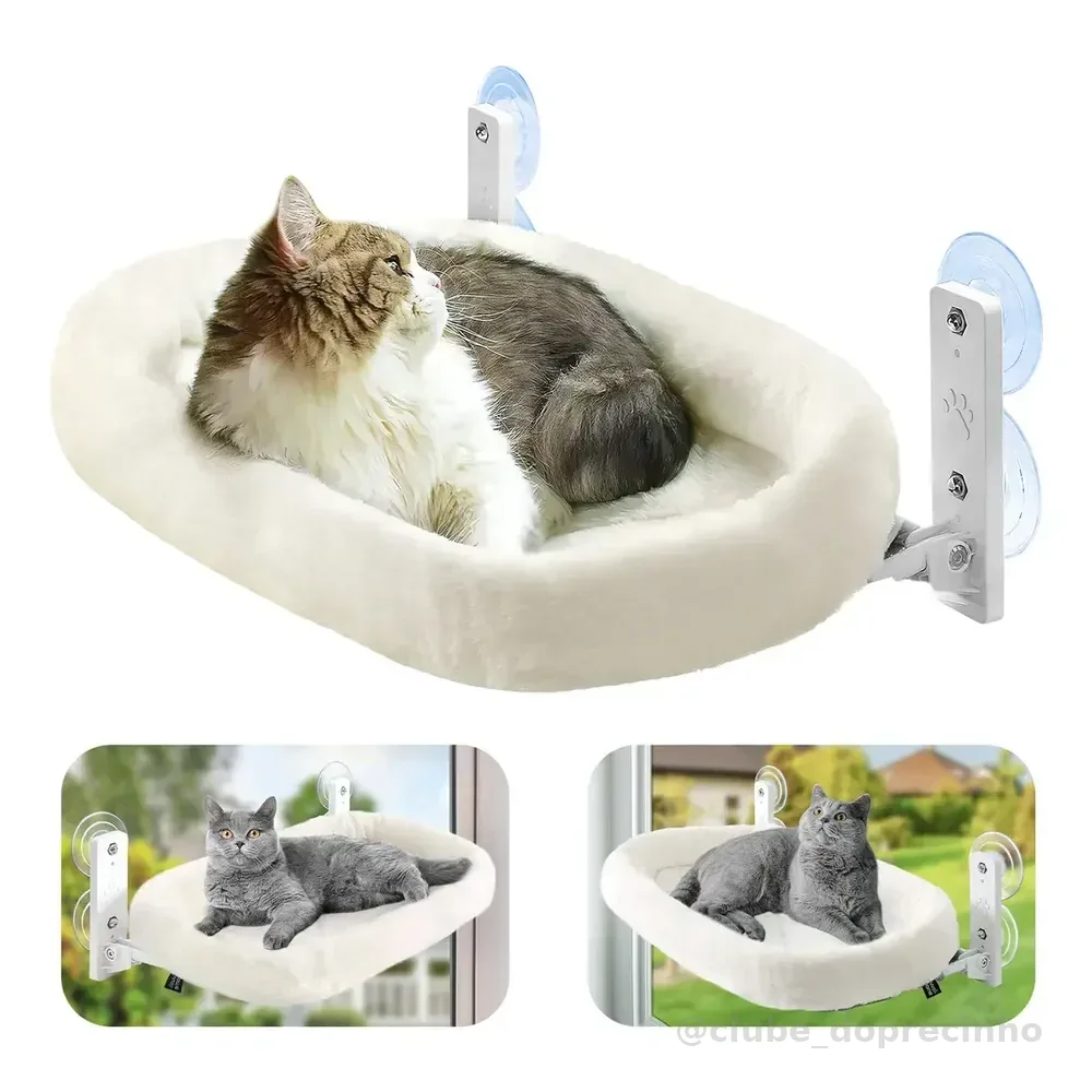 Cama Suspensa Casa Gato Janela Rede C/4 Ventosas Pelúcia