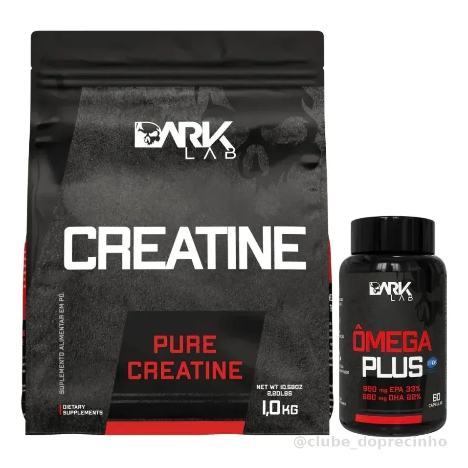 Creatina Pura Refil 1kg Sem Sabor + Ômega Plus 60 Caps Dark Lab