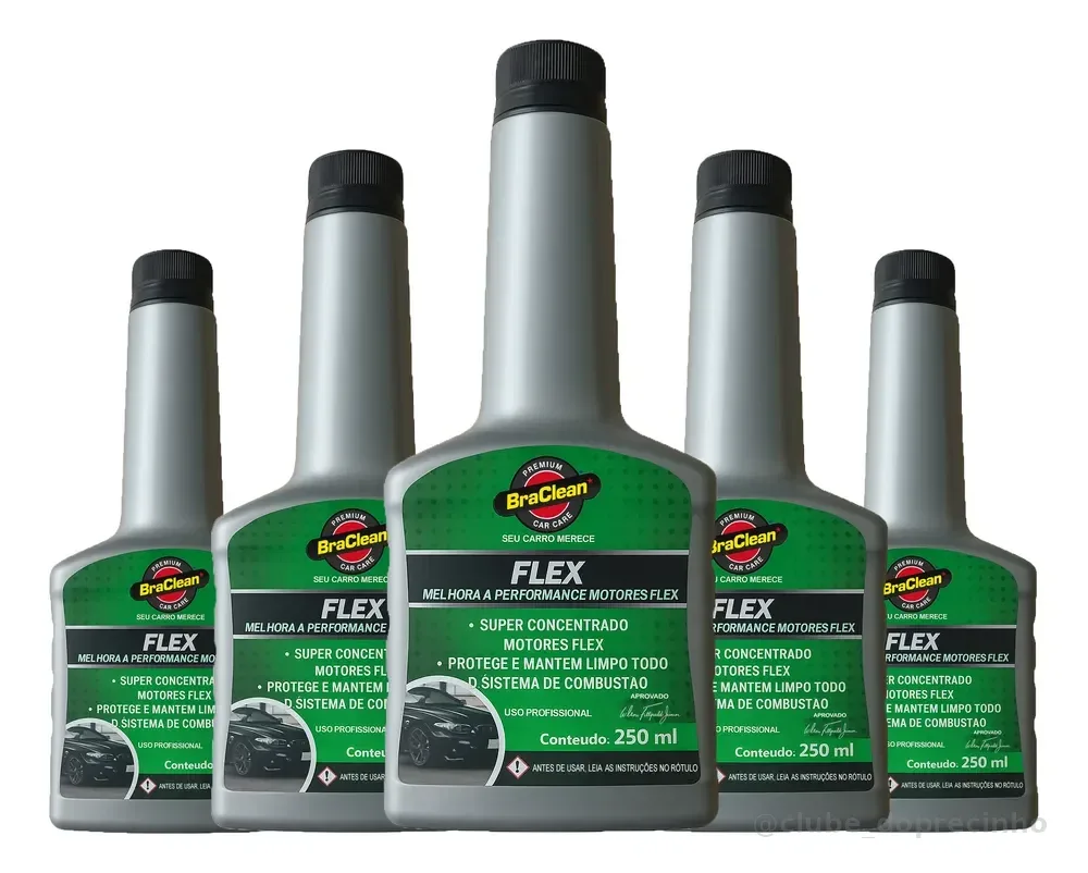 Kit 5 Melhor Aditivo Para Combustível Flex 250ml Premium