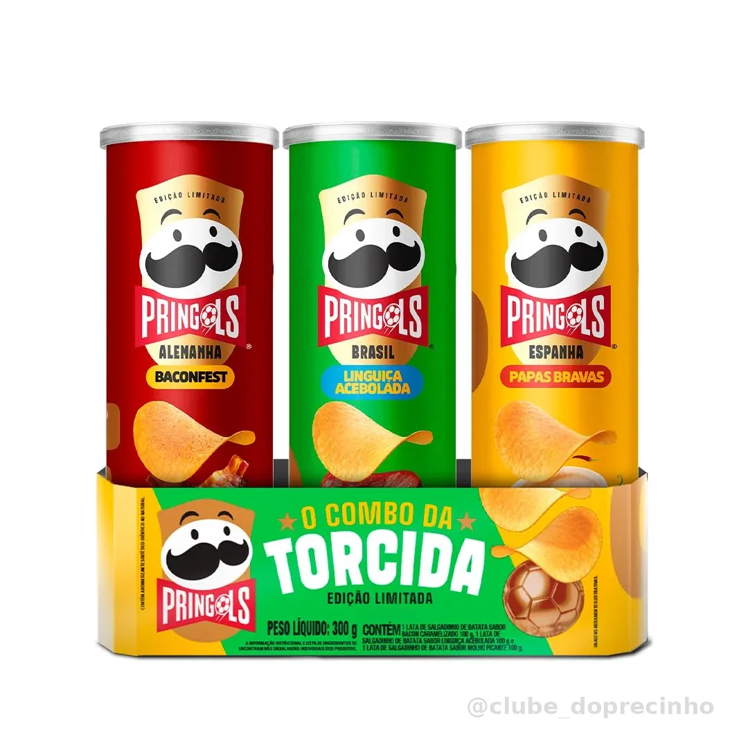 Salgadinho Batata Frita Pringles Tripack Especial Festa do Futebol