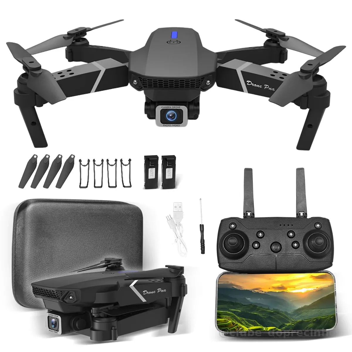 E88 Drone Com Camera Drone Profissional 1080p HD 4K FPV WiFi Mini Controle Remoto DroneQuadricóptero Com Bolsa De Transporte Amazon-FBA