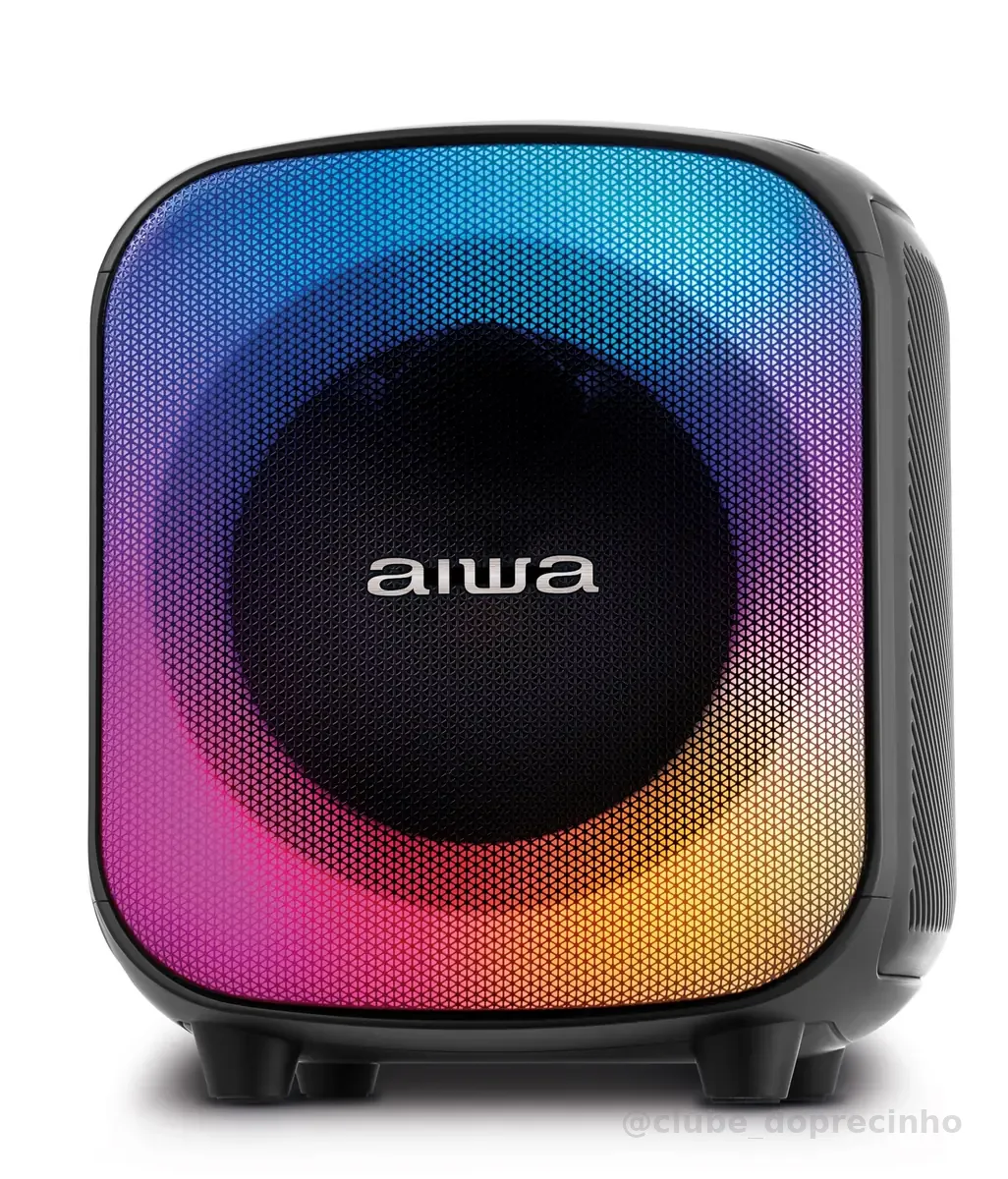 Caixa de Som PartyBox AIWA PB-07 Bluetooth 8H RGB USB TWS Preto