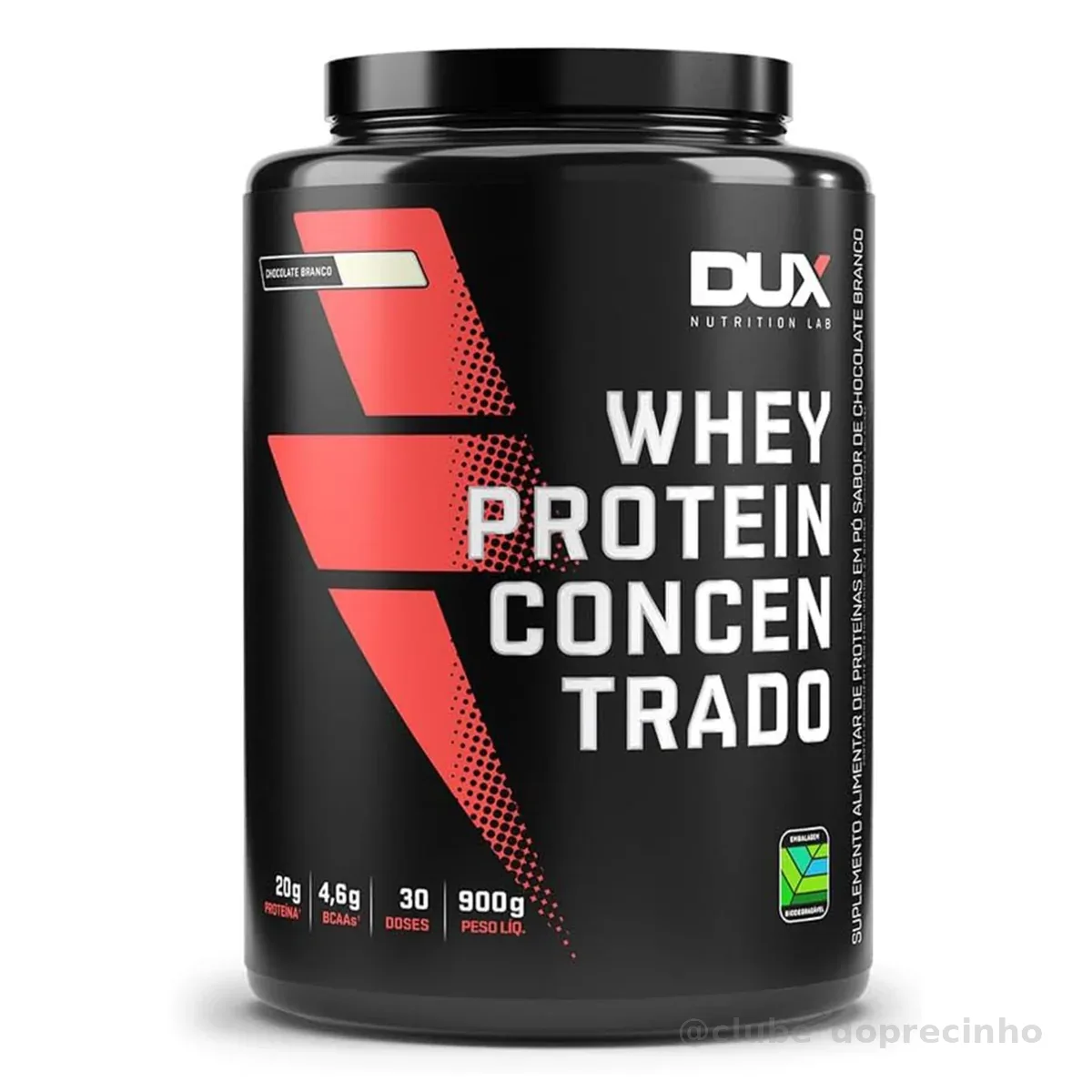 Whey Protein Concentrado Pote (900g), Chocolate Branco, Dux Human Health