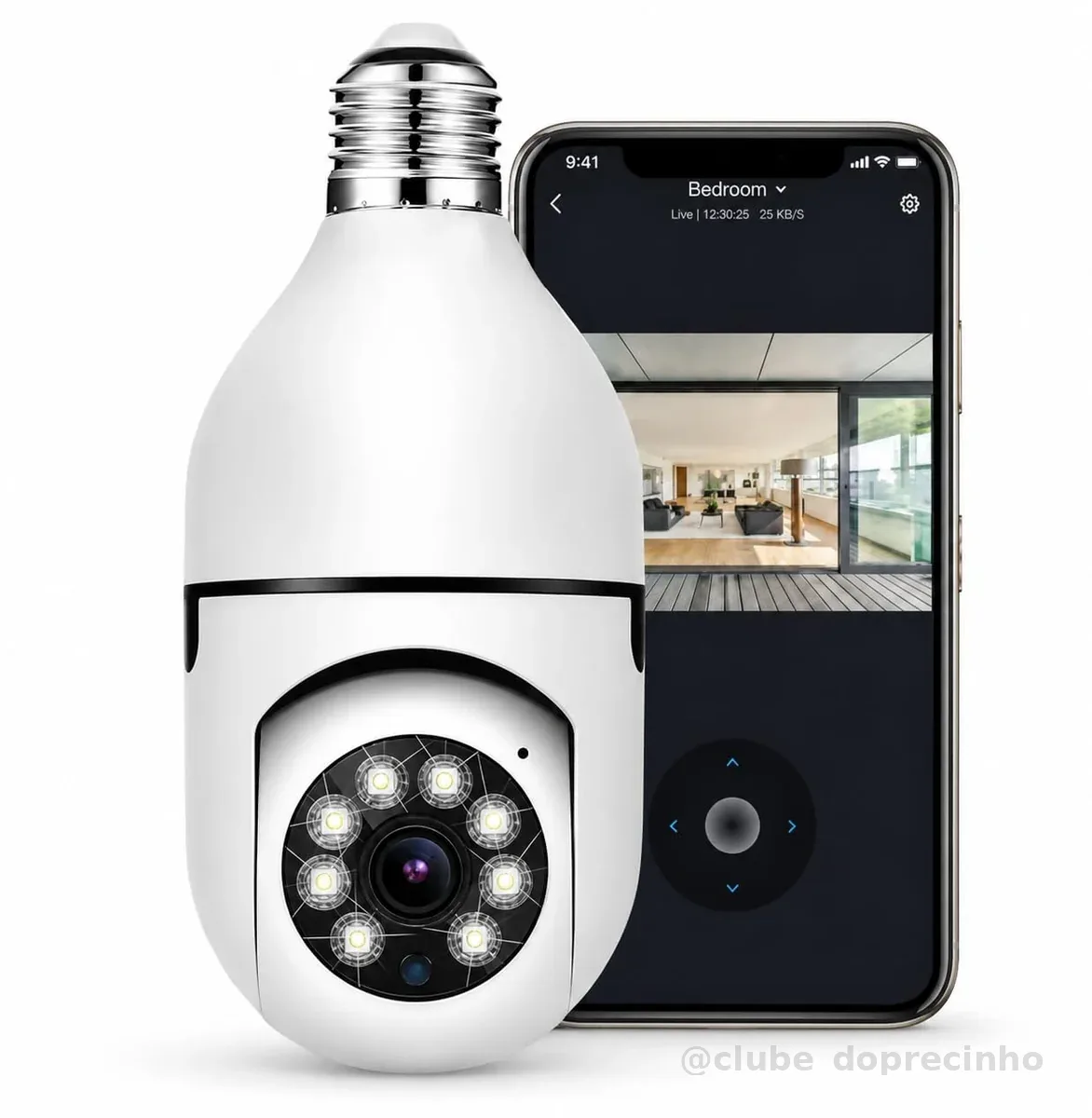 Câmera de Segurança IP WiFi Full HD 1080p, Visão Noturna Infravermelho, Detecção de Movimento, Áudio Bidirecional, Giratória, Prova D'água, Bivolt