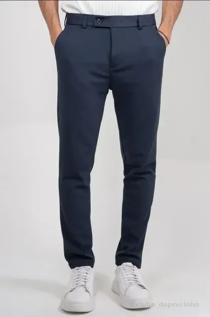 Calça Social Alfaiataria Masculina Malha Elastano Stretch