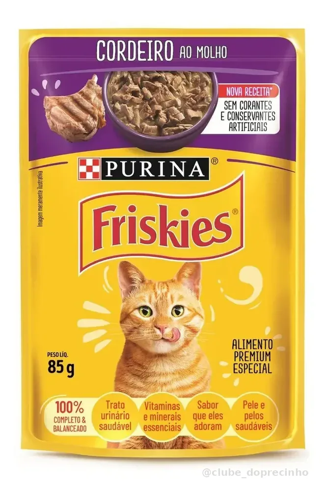 Ração Úmida PURINA FRISKIES para Gatos Adultos Cordeiro ao molho 85g - com 15 unidades