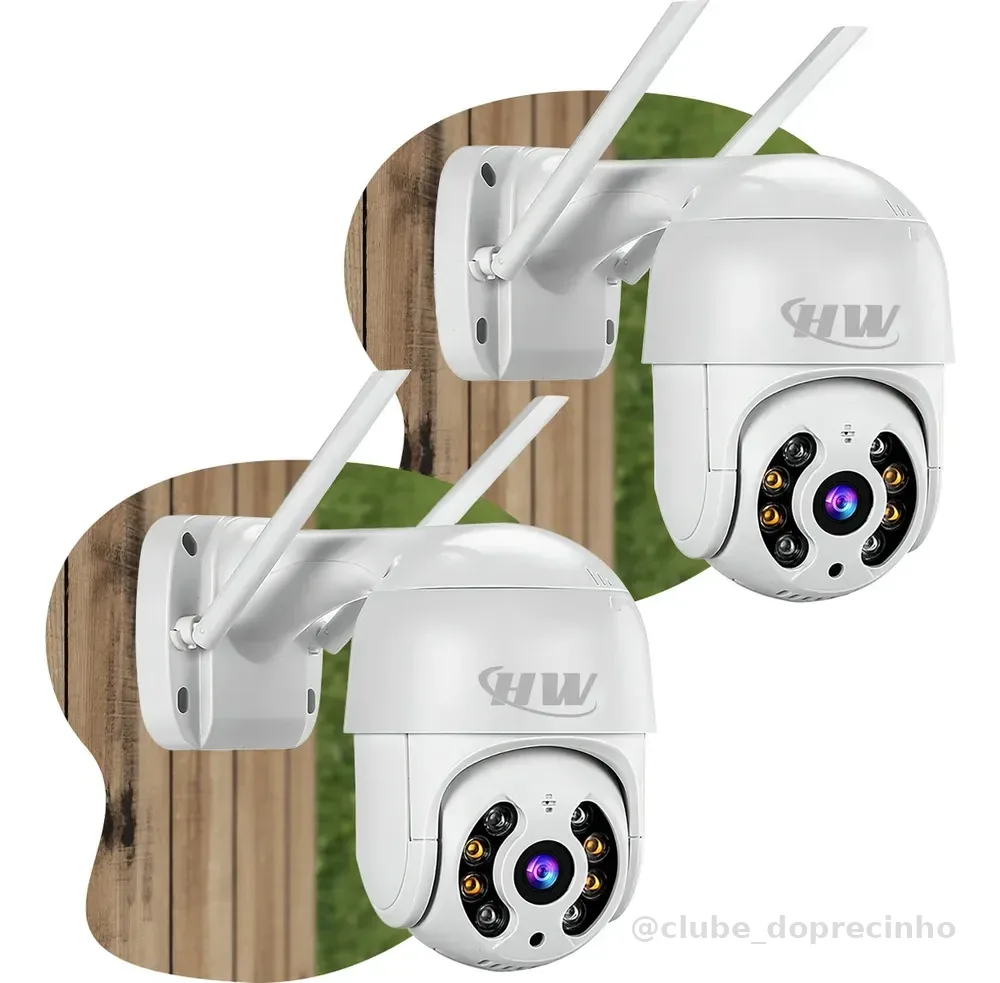 Kit 2 Câmeras Segurança Ip Interna Externa Wifi iCSee Infravermelho Prova D’Água - HW