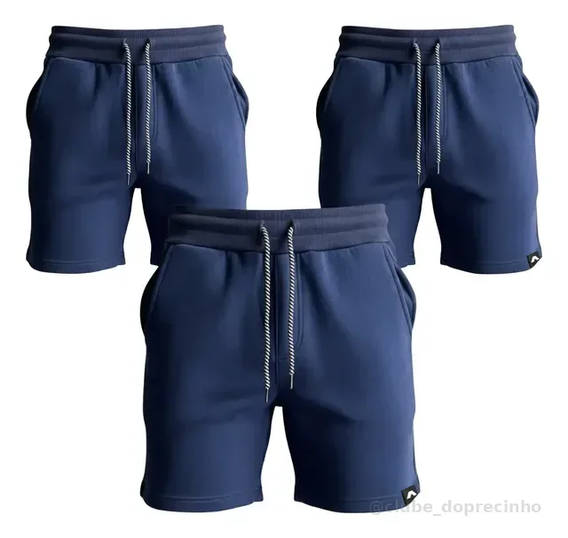 Kit 3 Bermudas Moletom Short Dagg Masculino Casual Slim