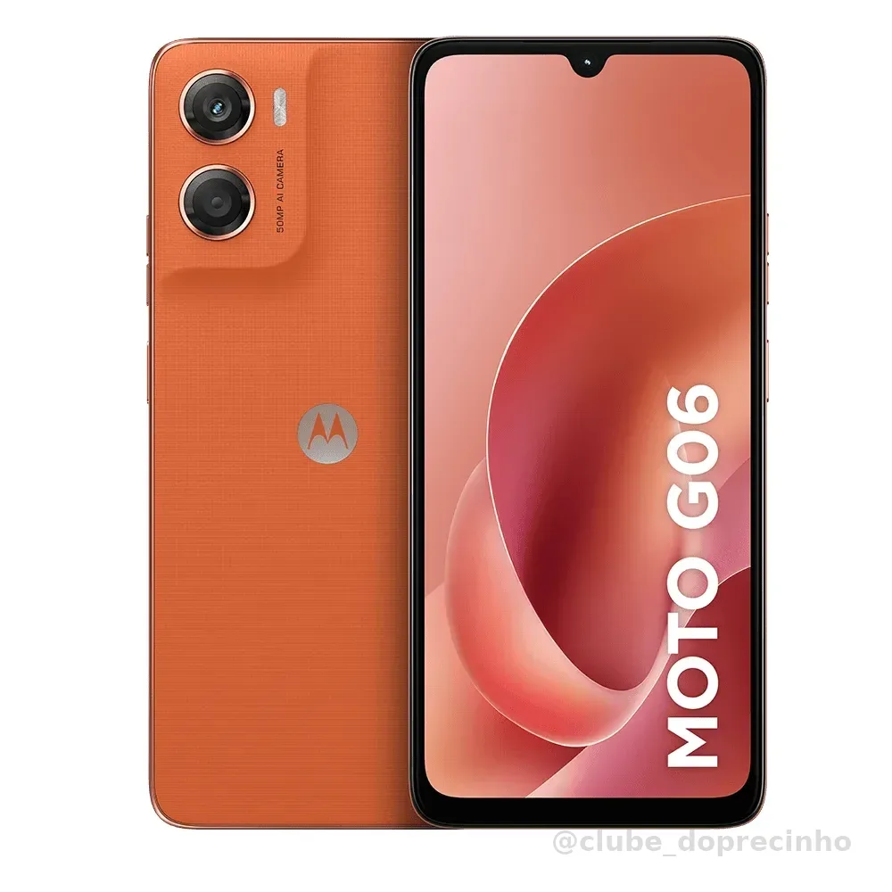 Smartphone Motorola Moto G06 - 128gb 12gb (4gb Ram + 8gb Ram Boost) E Camera 50mp Com Ai Bateria De 5200 Mah Tela 6.9 - Laranja