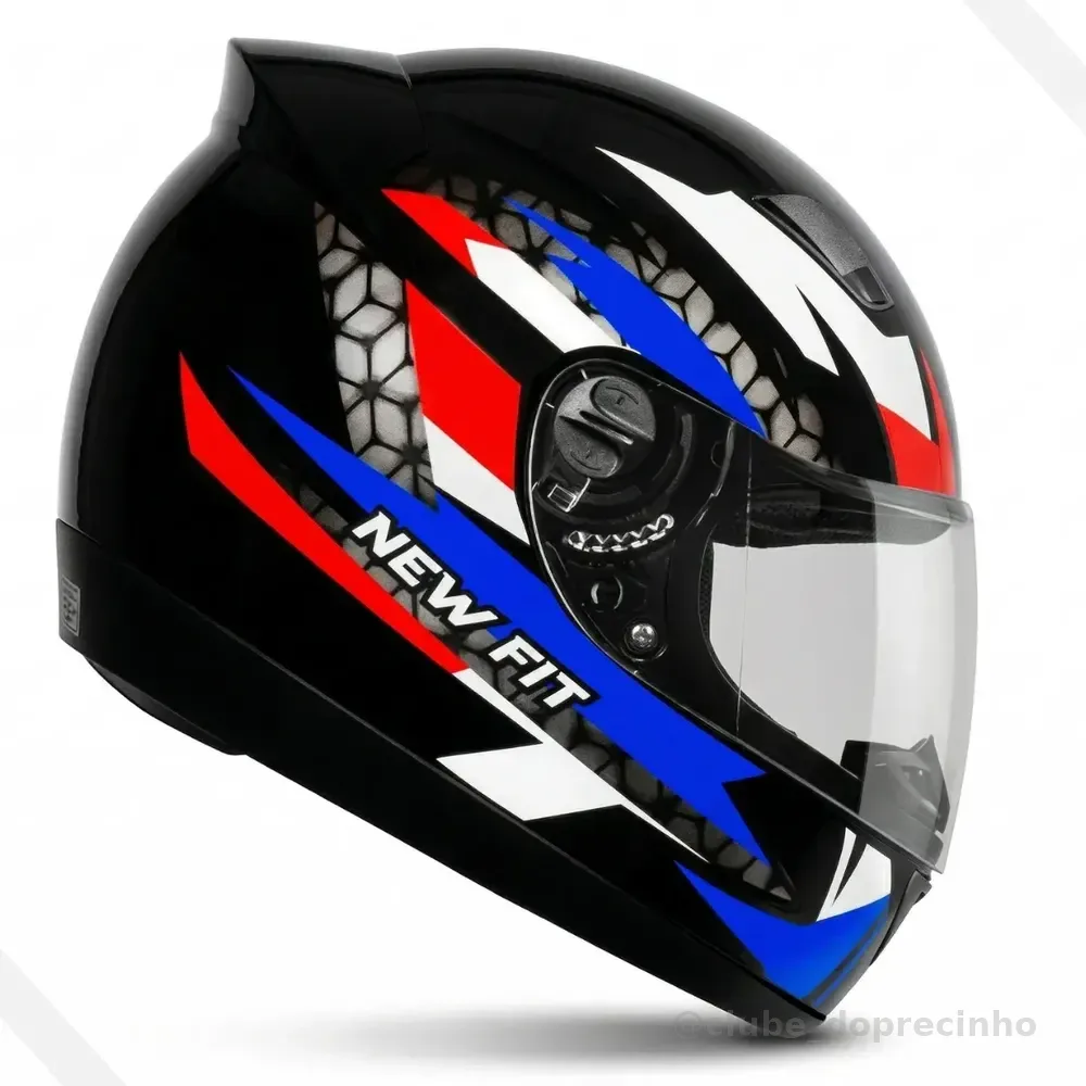 Capacete Fechado Ebf New Fit Control Esportivo Moto Preto Azul Brilhante 58