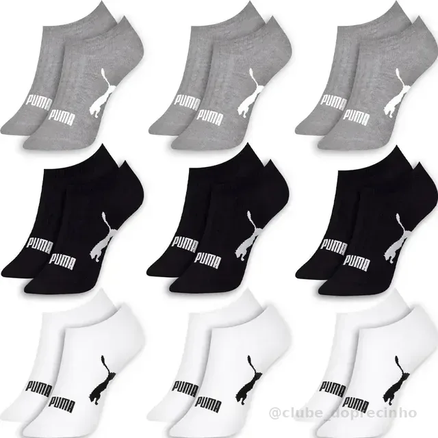 Kit 9 Pares Meias Puma Sapatilha Soquete Invisível Original