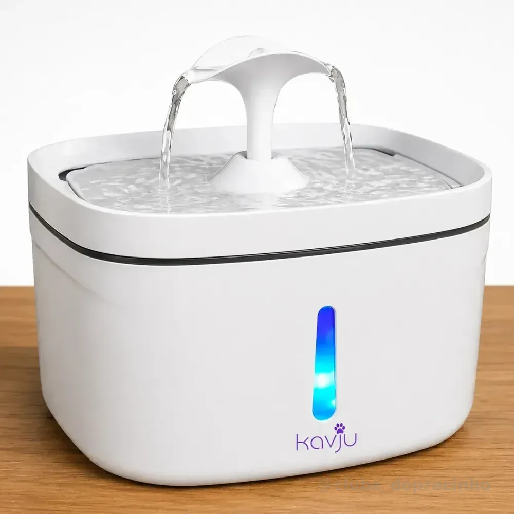 Bebedouro Kvju Automático Com LED De 2.5L Para Gatos E Cães