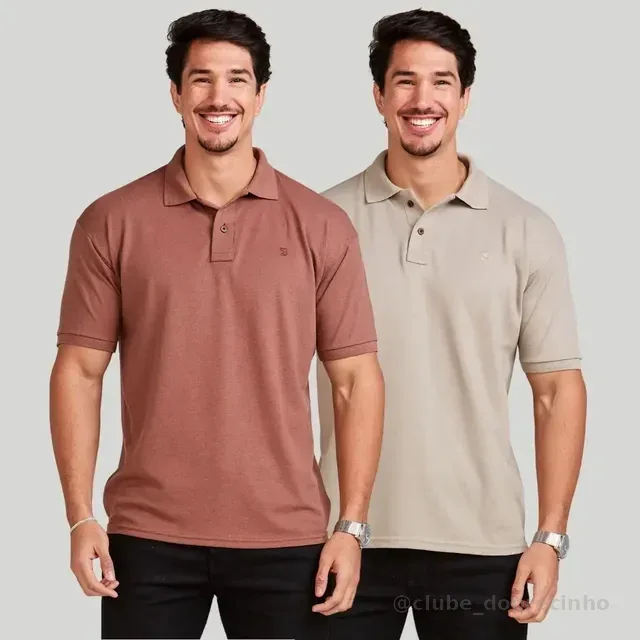 Kit 2 Camisas Masculinas Polo Piquet Casual Elegance