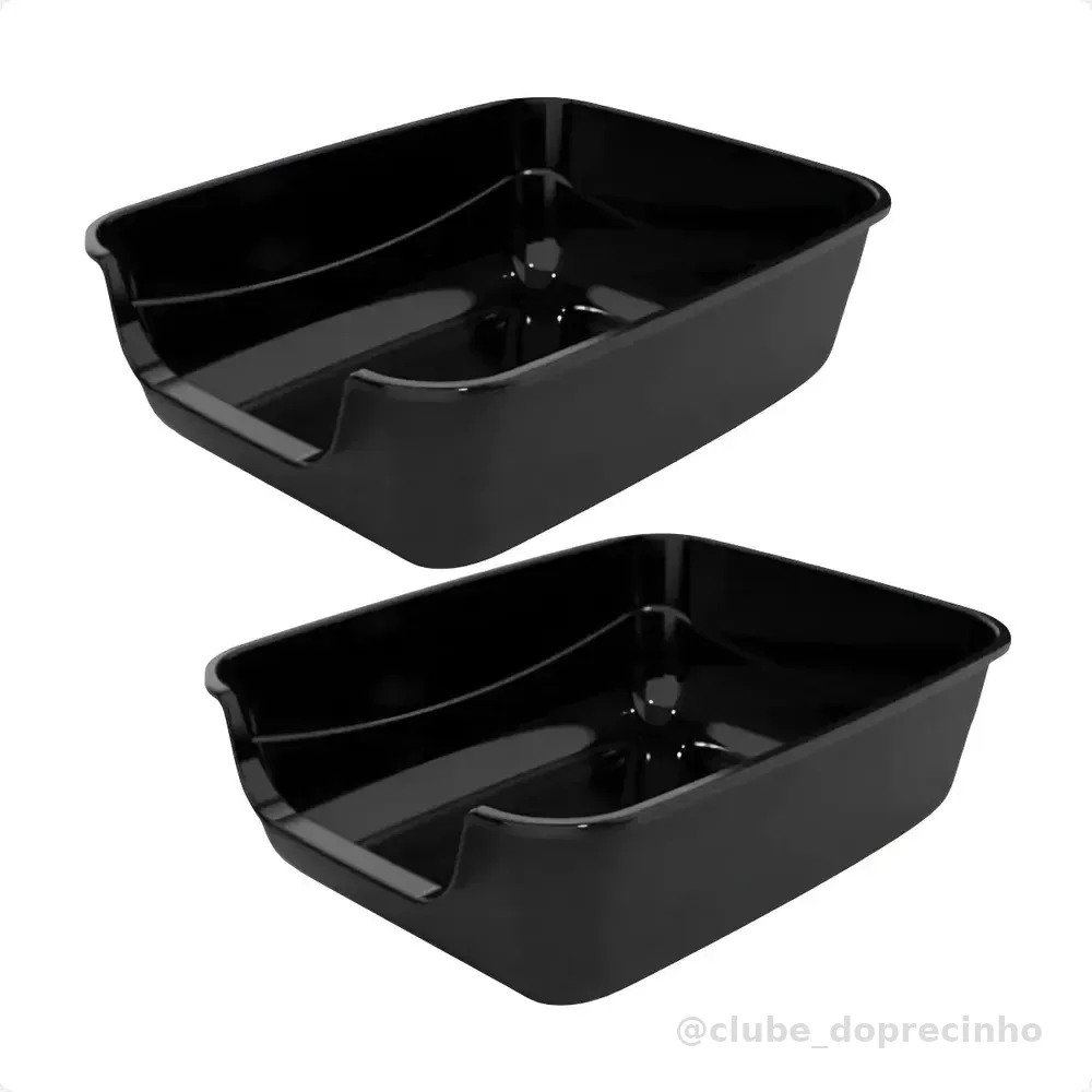 2 Caixa De Areia Bandeja Sanitária Jumbox PetInjet Cor Preto