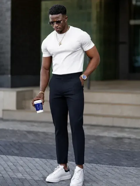 Calça Alfaiataria Masculina Slim Fit Elastano