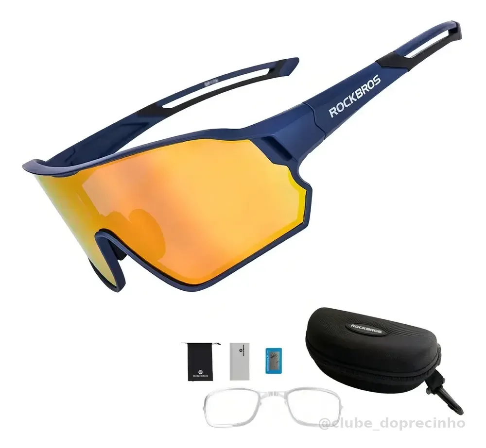 Óculos Mtb Speed Ciclismo Rockbros Azul Uv400 Polarizad Clip