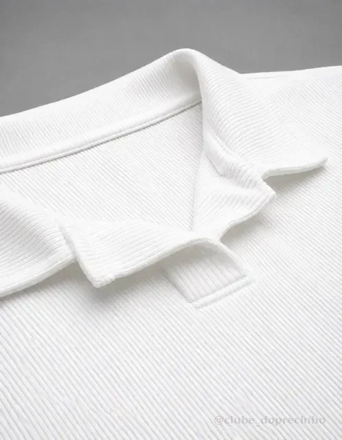 Camisa Camiseta Polo Masculina Texturizada Sem Botão