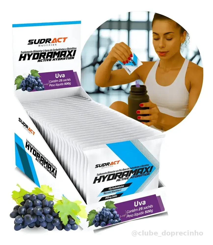 Isotônico Hydramaxi Sudract - 25 Sachês De 20g Rico Em Vit C Sabor Uva