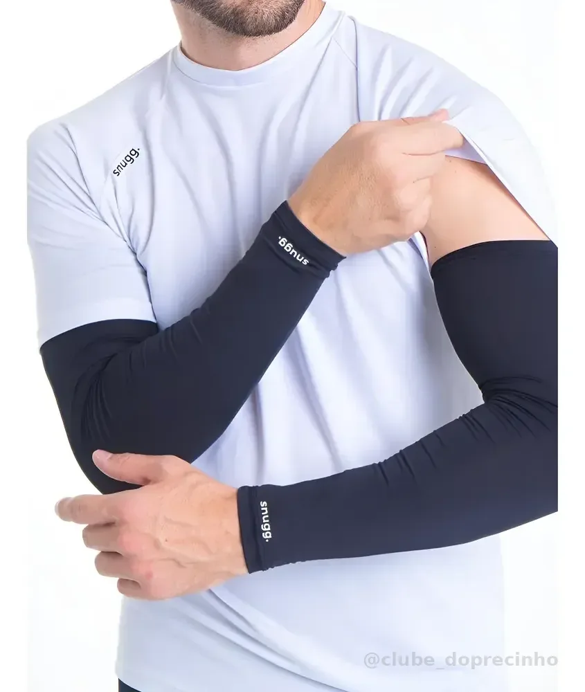 Par Manguito Proteção Solar Uv50 Mangote Manga Ciclismo Cor Preto