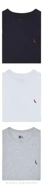 Kit 3 Camiseta Básicas Brasa E Gota Pica Pau Bordado Reserva