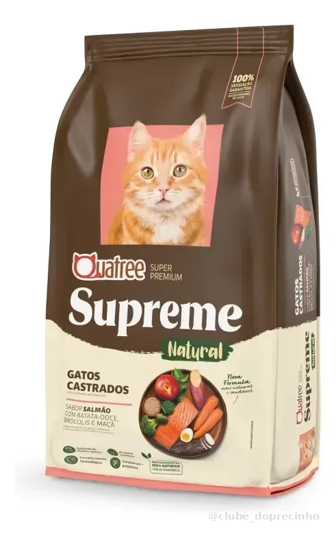 Ração Seca Quatree Supreme Gatos Adultos Castrados Salmão Batata 10kg