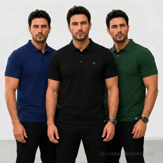 Kit 3 Camisas Masculina Gola Polo Voker Alta Qualidade