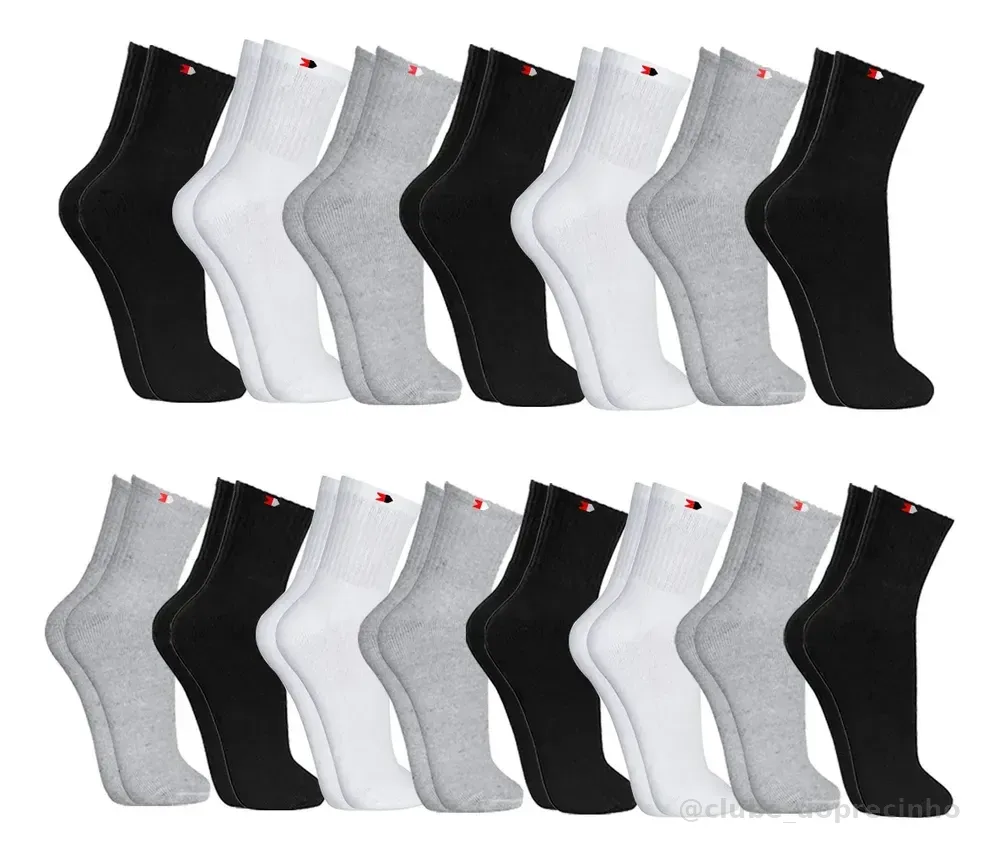 Kit 15 Pares Meias Sport Algodão Cano Médio Sandrini Confort Sortidos 39-43