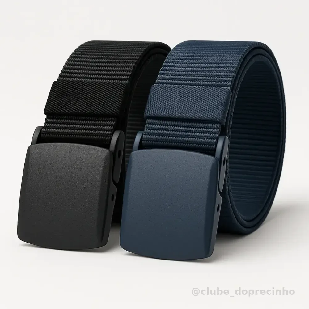 Kit 2 Cintos Antialérgicos Engate Rápido Regulável Mardi Preto/azul 120