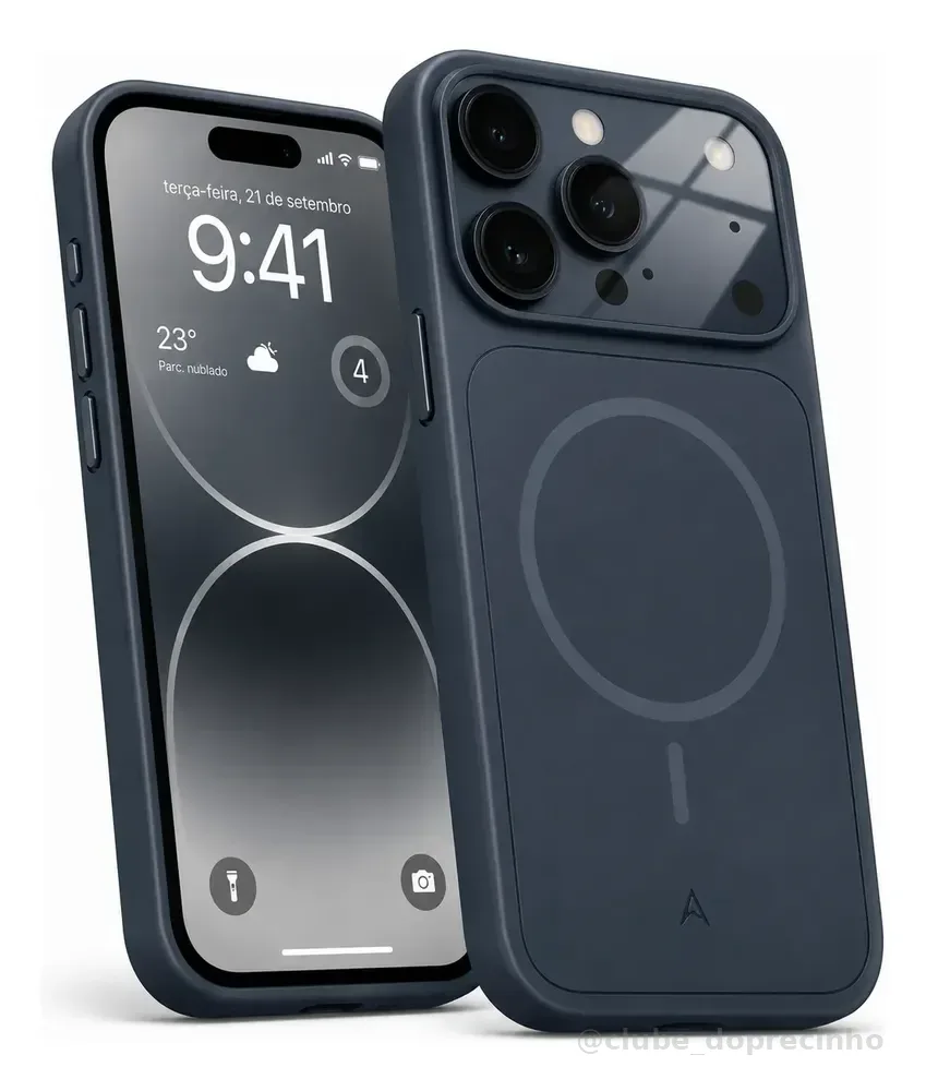 Case De Vidro Nano Premium iPhone 17 Pro Max Magsafe Fosca Azul iPhone 17 Pro Max