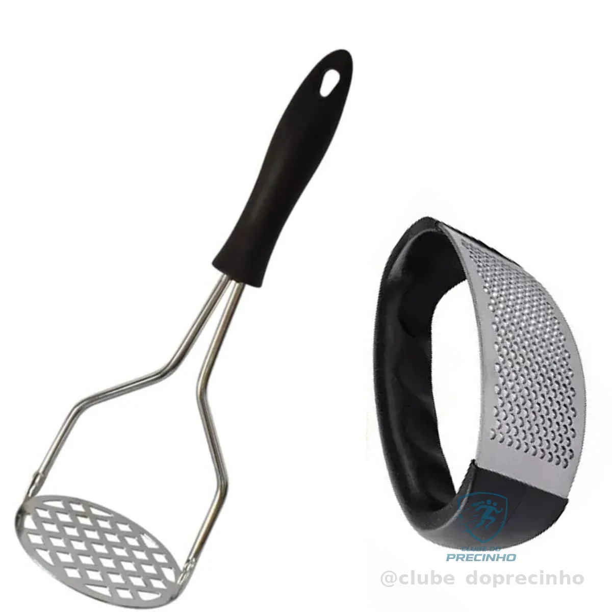 Kit Amassador de Batata + Espremedor de Alho Profissional em Aço Inox